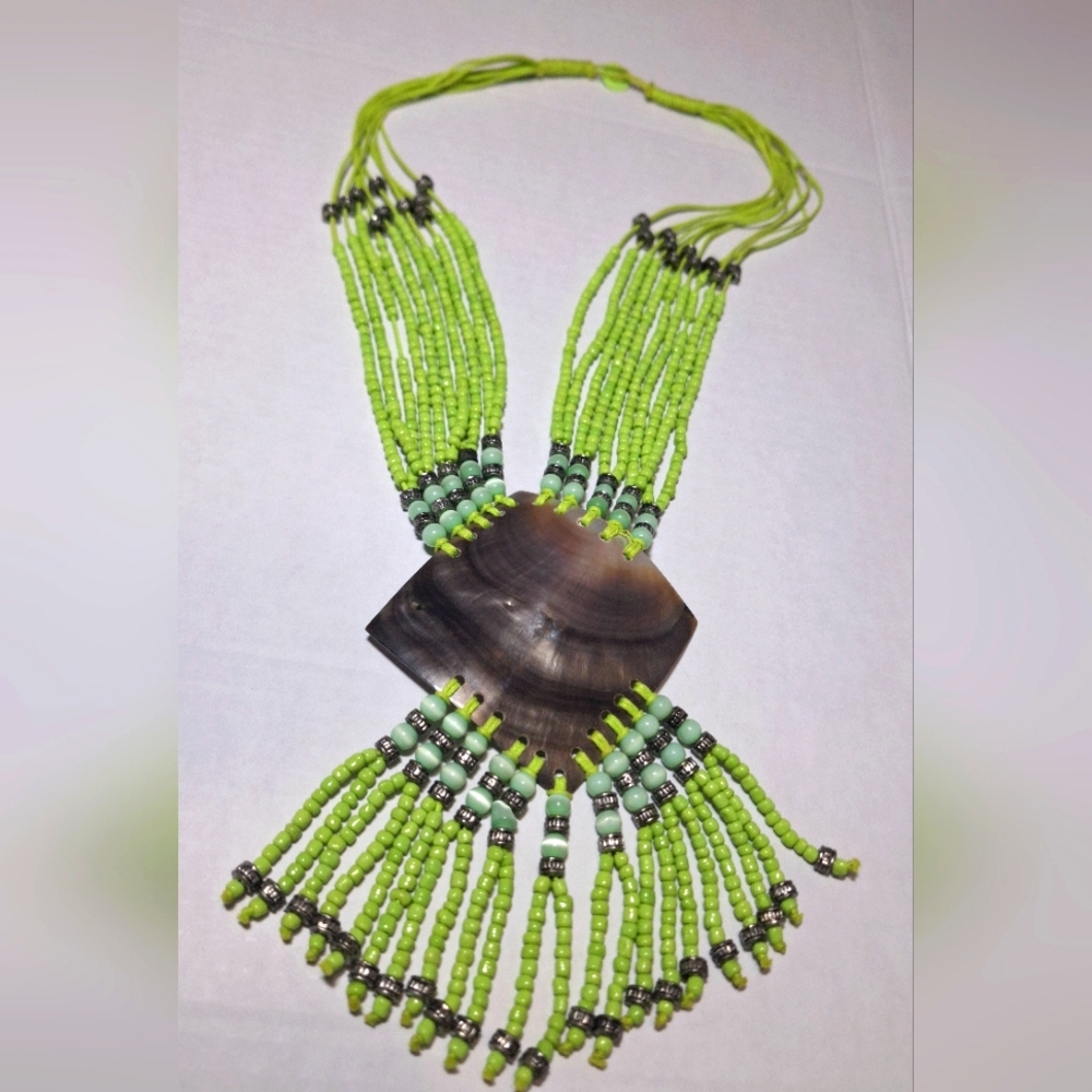 Vintage?? Glass Beaded & Shell Necklace